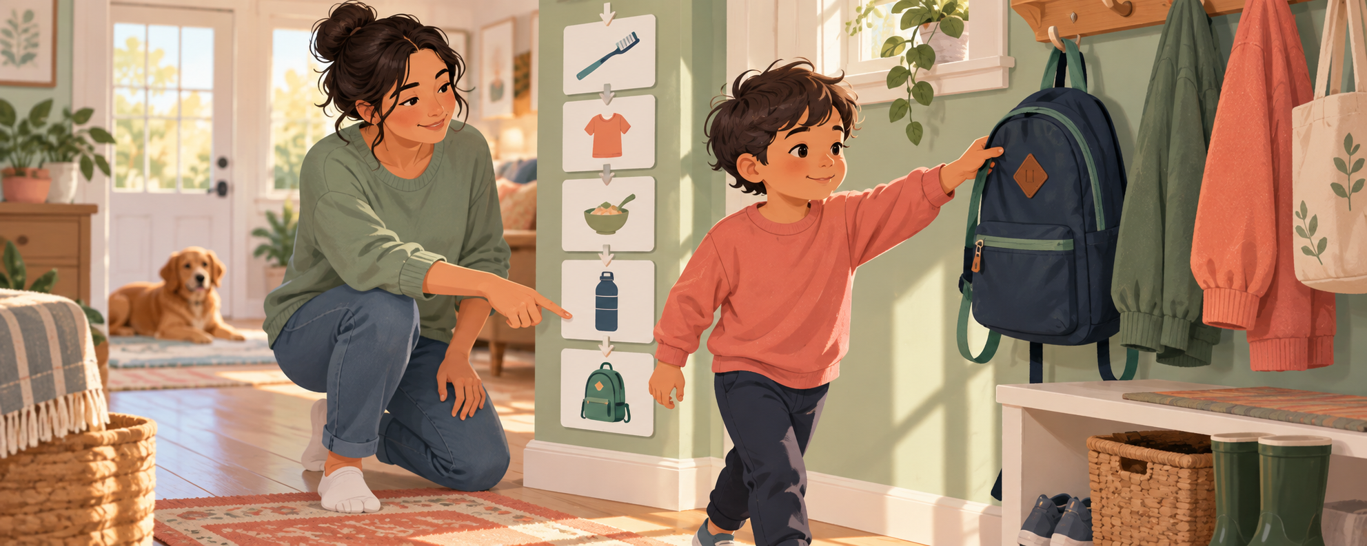 Illustration accompanying a guide to children's everyday routines